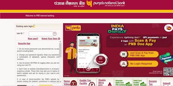 Login to PNB Net Banking