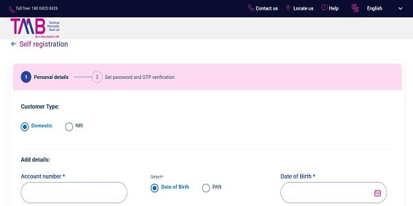 TMB Net Banking New User Registration