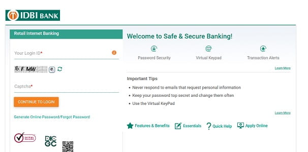 IDBI Bank Net Banking: Login, New User Registration, and Password Reset